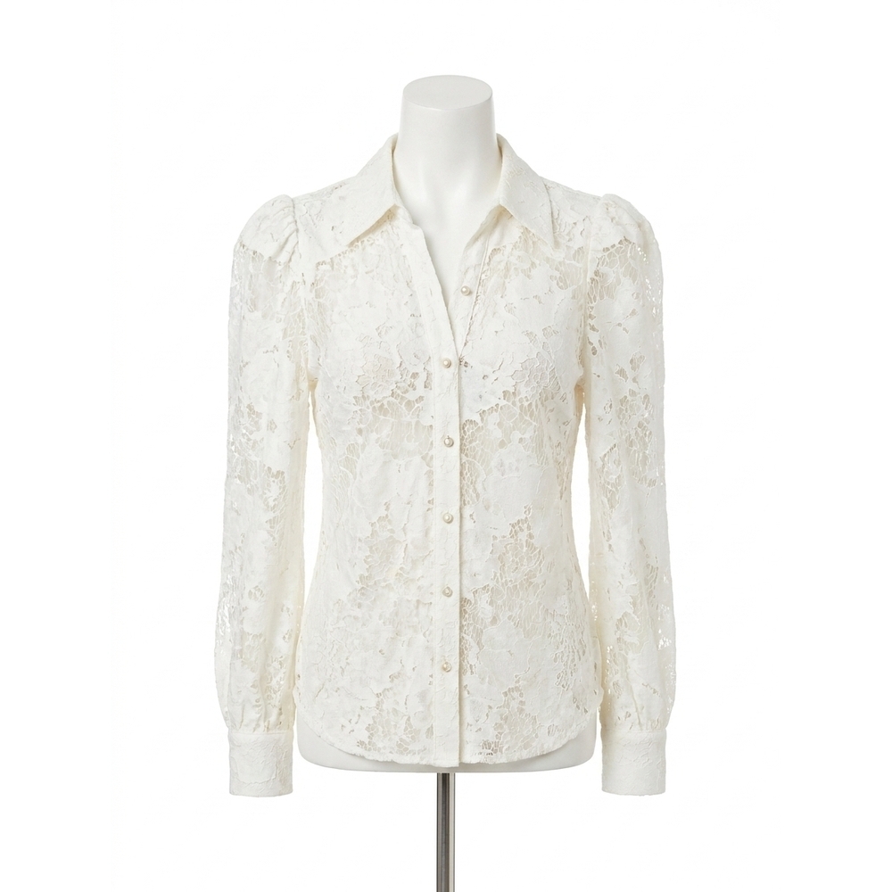 NEW L'AGENCE jenica lace blouse in ivory